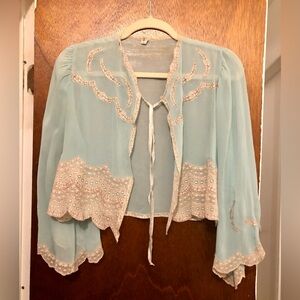 Vintage Silk and Lace Lingerie Shawl